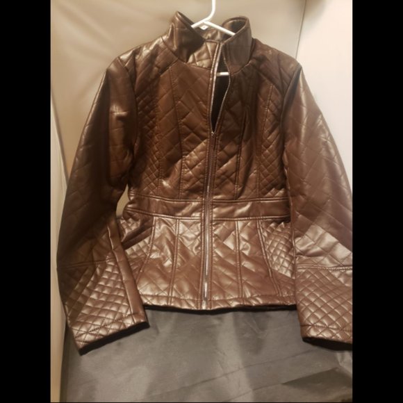Brand New Ladies Brown Leather Jacket Size Medium - Picture 2 of 11